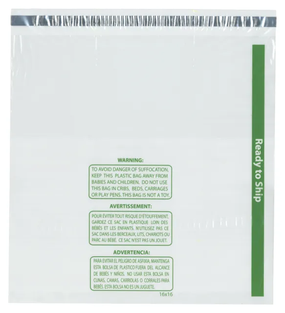 Plymor Ready to Ship 1.5 Mil Wicketed Poly Bags, 16" x 16" (Pack of 250)