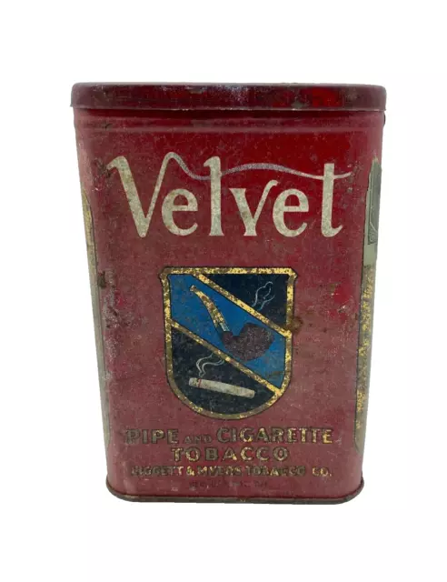 Antique Velvet Pipe Tobacco Tin Leggett & Myers Dent Empty