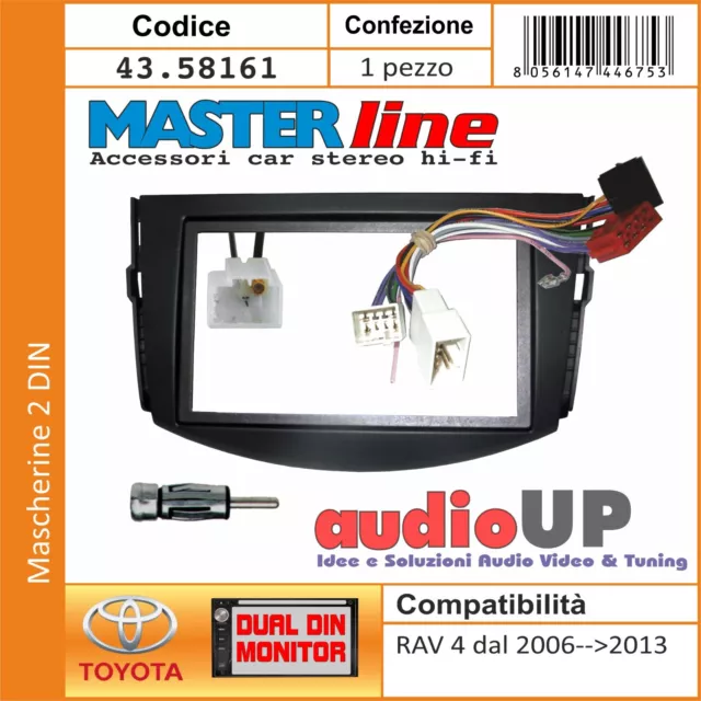 Mascherina Radio 2 Din Rav 4 2006 Al 2013 Connettore Iso + Adattatori Antenna