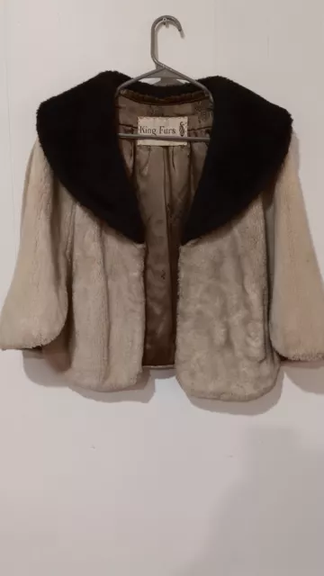 Women’s Faux Fur Cream Cape With Black Collar Winter King Furs Memphis
