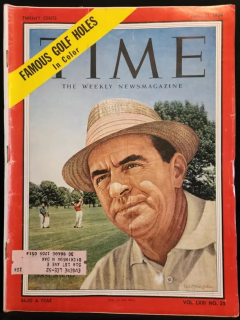 TIME Magazine Vintage 1950's Issue June 21 1954 Sam Snead