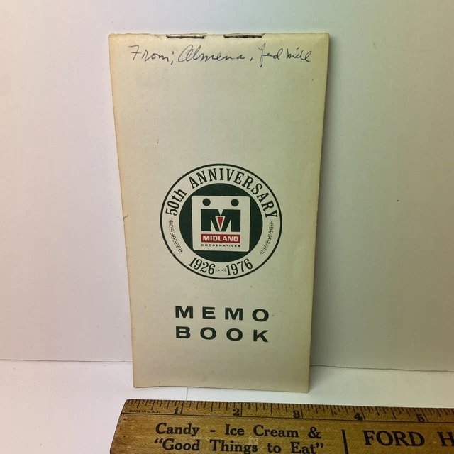 VINTAGE 1976 MIDLAND Coop Memo Book scratch pad farm ag seed feed mill