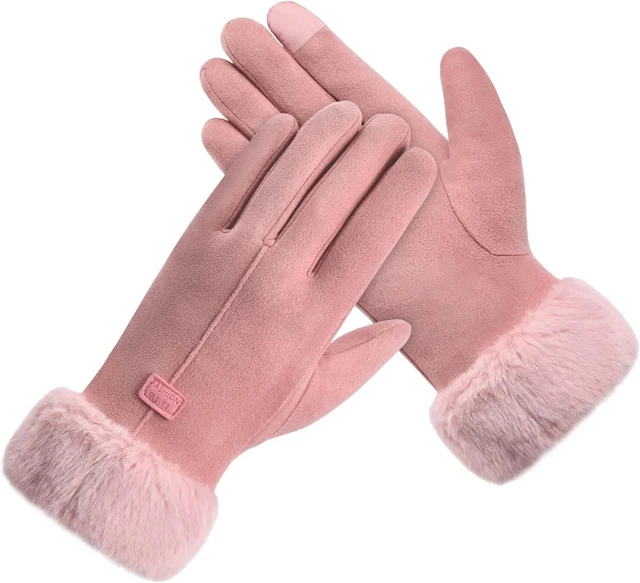 Gants Femme Mitaine En Cuir – Chaud, Tactile, Fausse Fourrure – Multicolore
