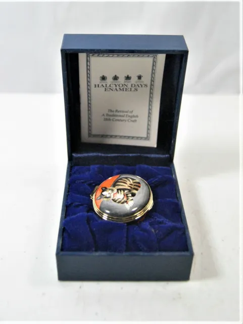HALCYON DAYS CAT Enamel Box Collectible w/ Orig. Box & Papers MINT $120 ...