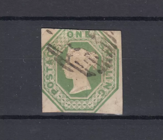 GB QV 1847 1/- Green Embossed SG54 Cut Square BP1572