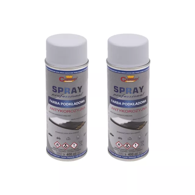 2x Universal Grundierung Grau RAL7040 Spray 400ml Primer Haftgrund Holz Metall