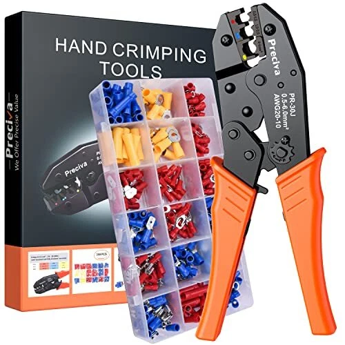 Wire Terminals Crimping Tool Kit,  AWG20-10/0.5-6mm²Insulated Ratcheting