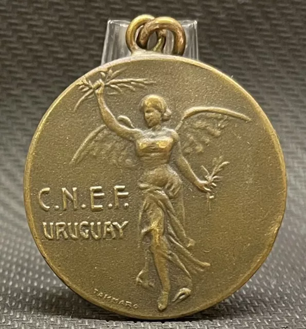 Uruguay 1940 Art Nouveau Winged Seminude Lady Design, First Athletic Champ.