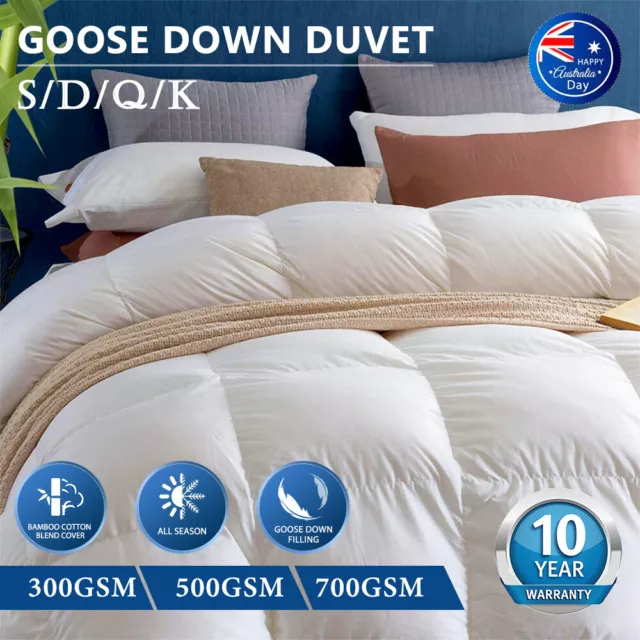 Goose Down Quilt 500/700GSM Duvet Doona Quilts Winter Summer All Season All SIZE