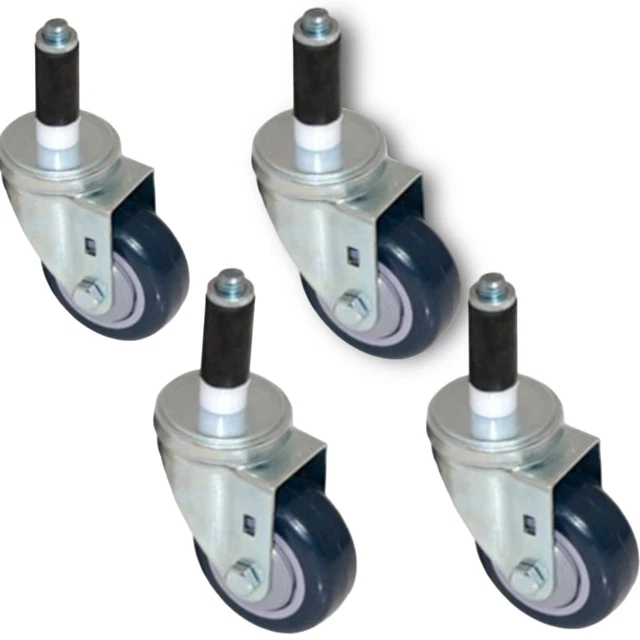 4 - Medium Duty 1" Expanding Caster 4" Blue Polyurethane Wheel Swivel No Brakes