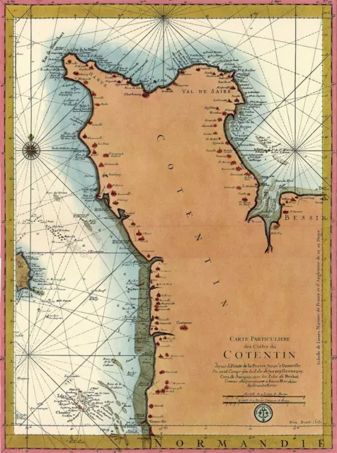 Reproduction carte ancienne - Cotentin XVIIè