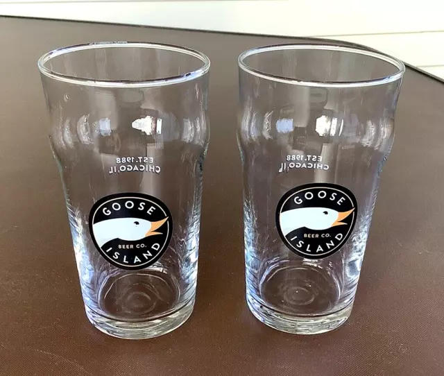 Goose Island Beer Company 16oz Pint Style Glass, CHICAGO est. 1988, Set of 2