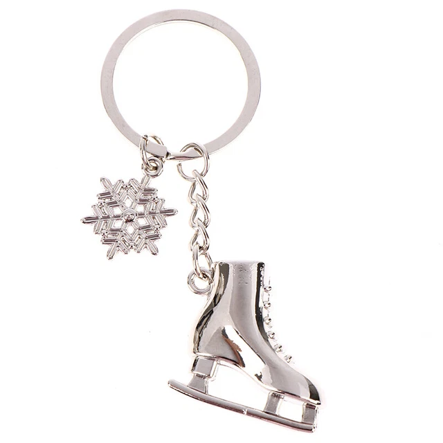 Silver Color Ice Skates Snowflake Pendant Key Ring Skating Key Chain Keycha BU√