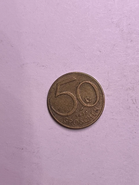 🪙1972 Austria  50 Groschen Coin AU  Aluminum Bronze  🪙