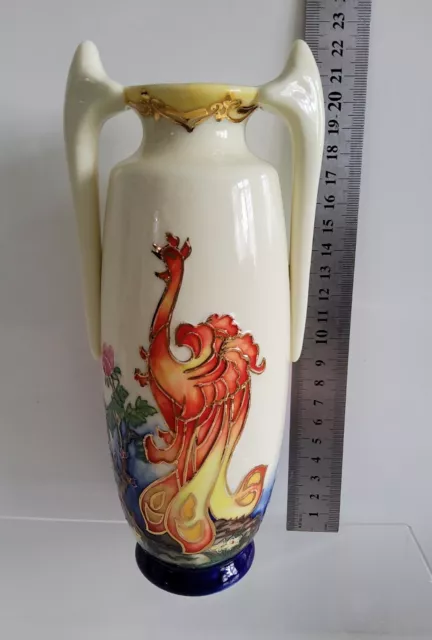 Old Tupton Ware Hand Painted Vase  21cm Tall Bird Floral Design