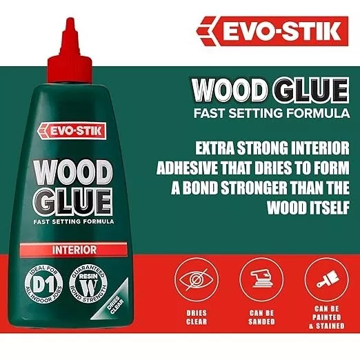 Interior Wood Adhesive Glue, Evo Stik Extra Strong Fast Set Clear Bond  Inside