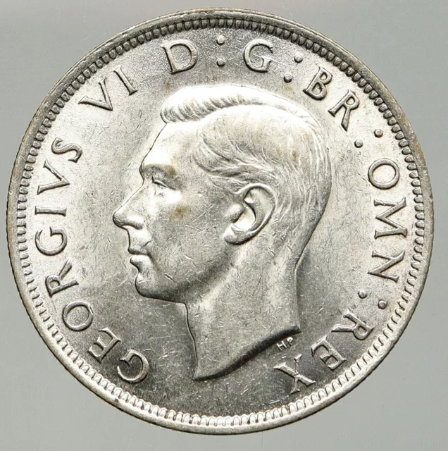 1942 Great Britain United Kingdom UK GEORGE VI Old Silver Half Crown Coin i92432