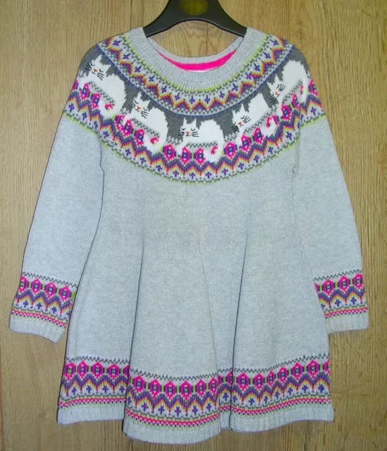 Miss Mona Mouse Girls Grey Pink Knitted Jumper Dress Age 3 98cm