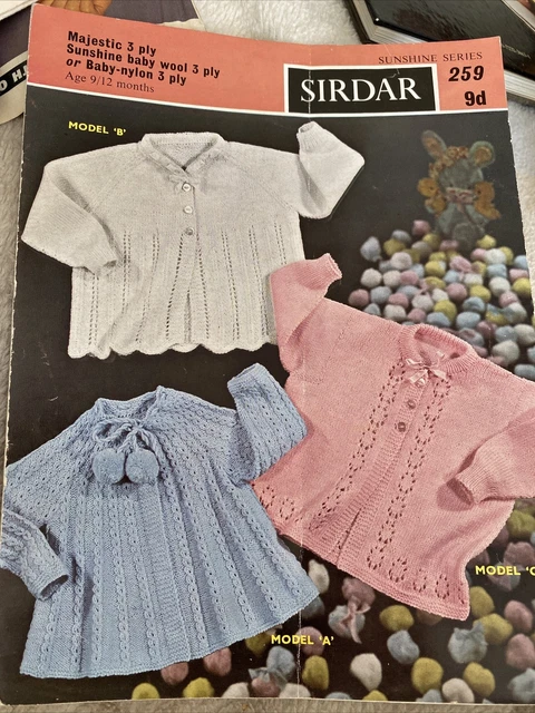 ORIGINAL BABY SIRDAR SONNENSCHEIN STRICKMUSTER Nr. 259 Matinee Mäntel 3-lagig 9-12