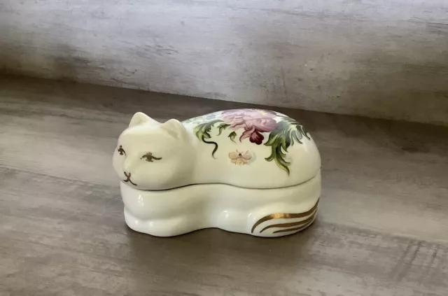 Elizabeth Arden Porcelain Floral Cat Trinket Box Chelsea Gardens