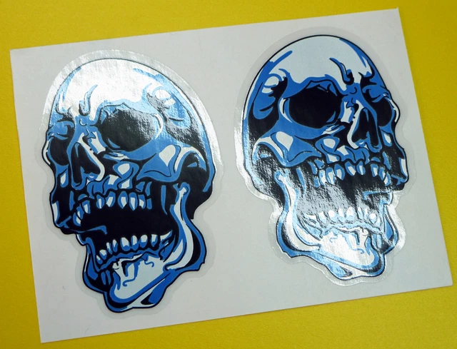 Cafe per Moto Rat Chopper' Argento Skull 'Adesivi Decal Metallico Inchiostro