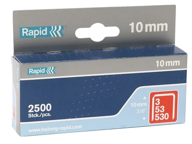 Pack d'agrafes galvanisées Rapid RPD5310B2500 Rapid 53/10B 10 mm dans sa boîte