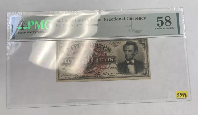 50 cents fourth issue fractional currency PMG Choice AU 58 2