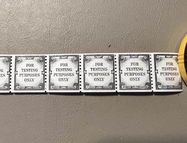 VINTAGE 'DUMMY Stamps'~Attached ROLL of 15 "FOR TESTING PURPOSES ONLY"~