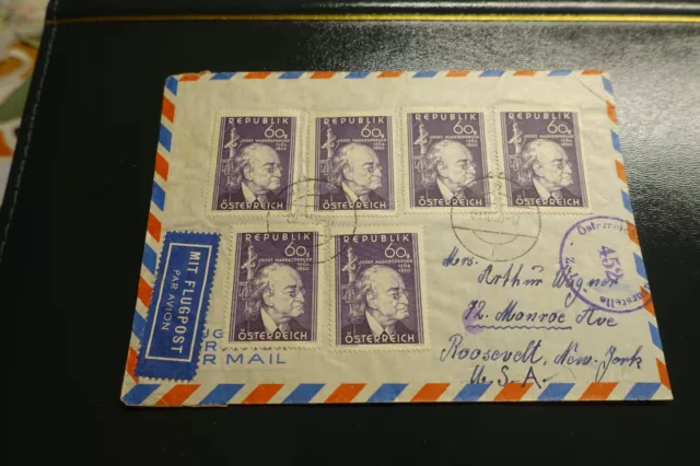 ANK 963 Madersberger 6x auf LP-Brief Wien-USA 1950