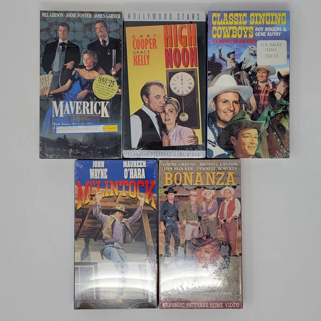 LOT OF (5) Sealed Western Movies VHS Cassette Tapes Maverick, Wayne