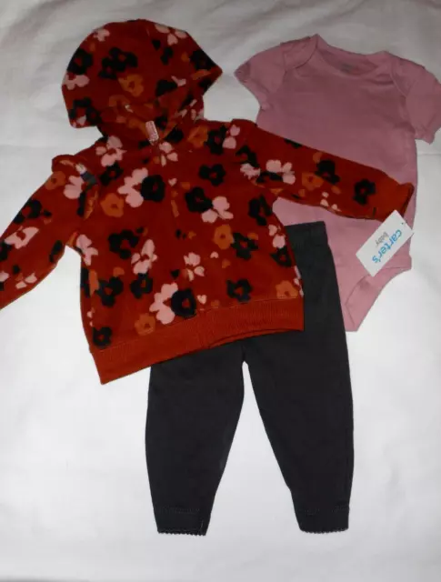 Carters 3-Piece Baby Girl Pants Set Jacket - Infant Size 6 Months - New