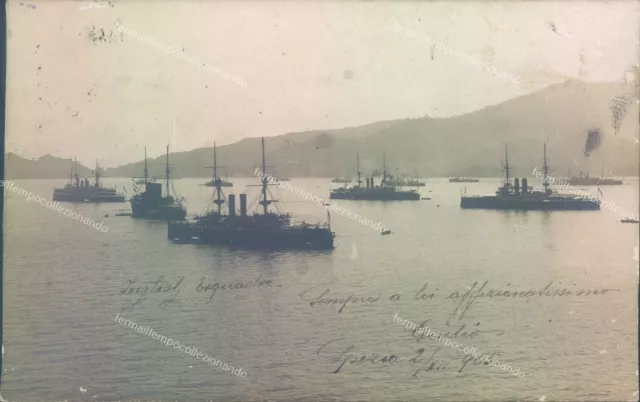 t11 cartolina fotografica la spezia citta' navi inizio 1903