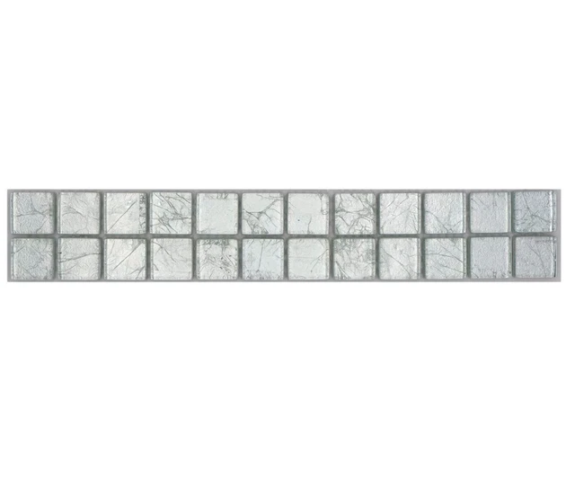 10x Wandbordüren Mosaik Borde Bordüre Glasmosaik Mosaikfliese Silber Struktur