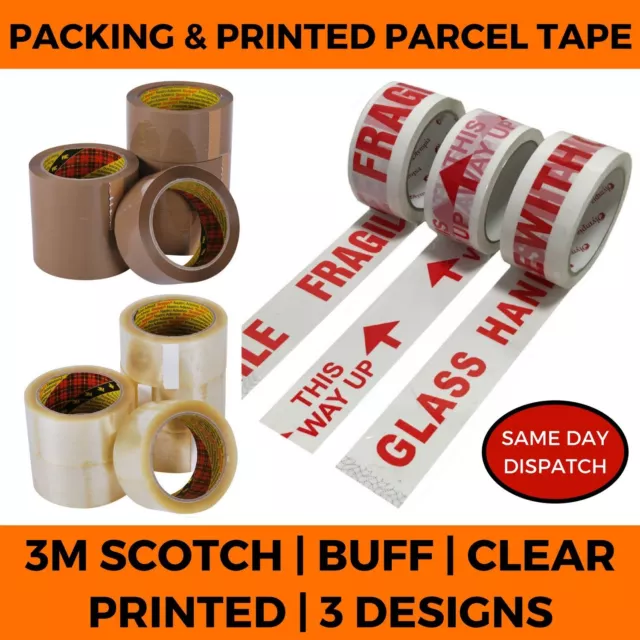 Parcel Tape High Quality Scotch Tapes Clear - Buff / Printed Fragile Paper