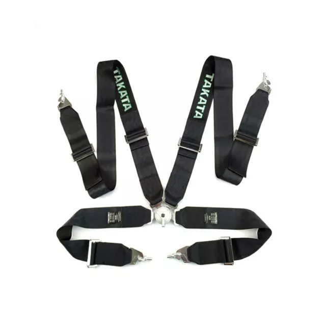 Takata Black Race Seat Belts 4-Point FIA Approved Drift 3" ASM Snap On Harness