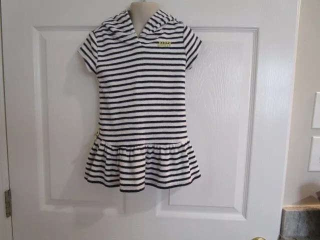 JUICY COUTURE SIZE 6 Girls Blue Striped Hooded Cover Up $4.00 - PicClick