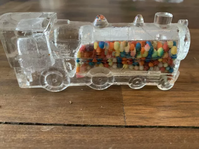 Vintage glass candy container Train 888 locomotive engine Circa 1915-30's