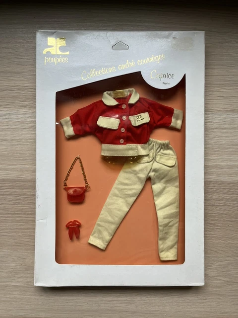 Tenue Vintage Caprice Pour Poupée 55 Cm - Imperméable + Béret - Occasion