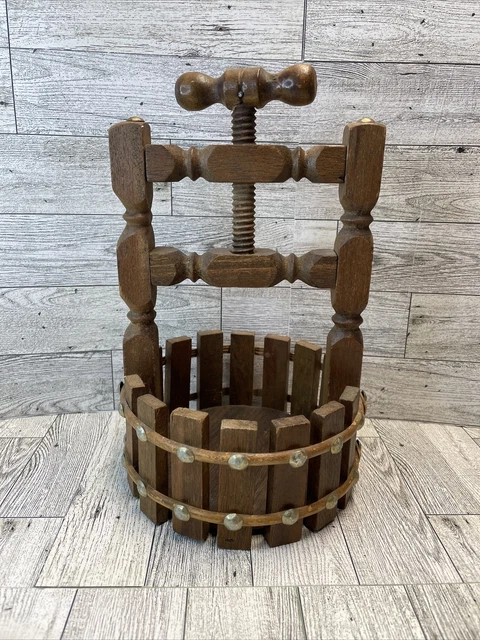 Vintage Wooden Wishing Well Nut Cracker Bowl With attached Screw Nutcracker