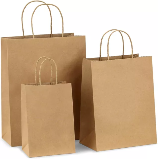 Kraft Paper Gift Bags With Handles 10/20/25/30/50/100PCS Shopping DIY Bag 2