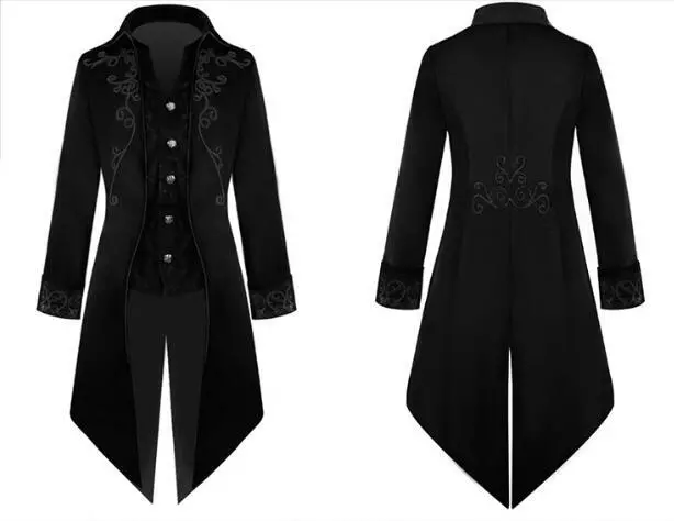 Mens Gothic Tailcoat Long Suit Jacket Tuxedo Victorian Frock Coat Retro New