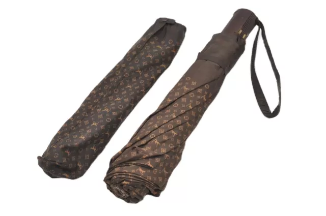 Authentic Louis Vuitton Monogram Parapluie On Day Folding Umbrella Brown 5182G