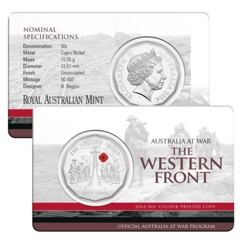 2014 50 Cent Uncirculated Coin: Australia At War - "The Western Front."