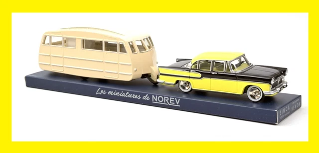RARE Norev Simca Chambord Bicolore + Caravane Henon - 1/43 - Occasion