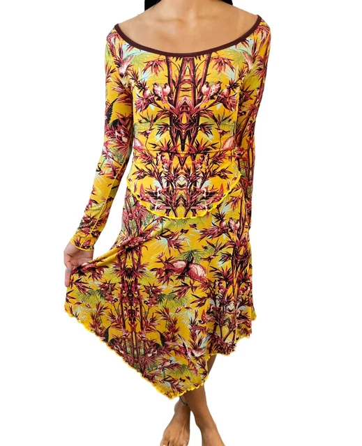 Jean Paul Gaultier Vintage 2piece Abito #40 Top Gonna Set Nylon Giallo Ranka