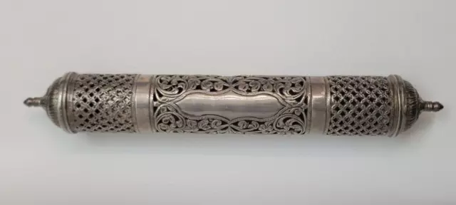 Antique Silver Megillat Esther Scroll Holder Jewish Judaica Intricate 293 Grams