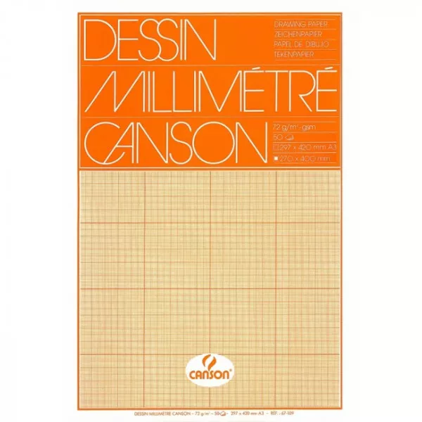 Papier millimétré - A3 (29,7x42cm) - Bloc de 50 feuilles - Canson