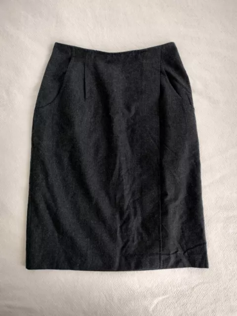 Sportscraft Pure Wool Skirt Women's Size 12 Grey Pockets Pencil