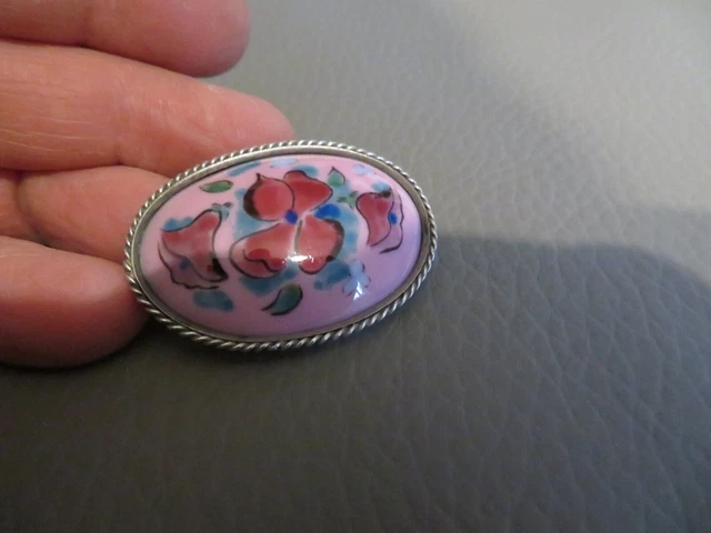 Belle Broche En émail De Limoges - Travail Artisanal Des Années 80 - Multicolore