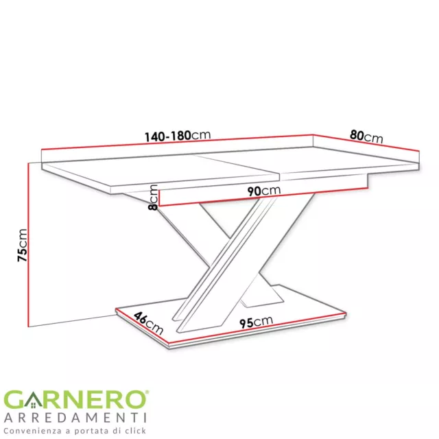 Tavolo allungabile rettangolare moderno design 140/180cm bianco cemento IVONNE 3